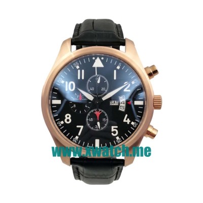 45MM Rose Gold Replica IWC Pilots IW377701 Black Dials Watches UK