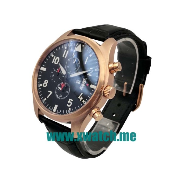45MM Rose Gold Replica IWC Pilots IW377701 Black Dials Watches UK