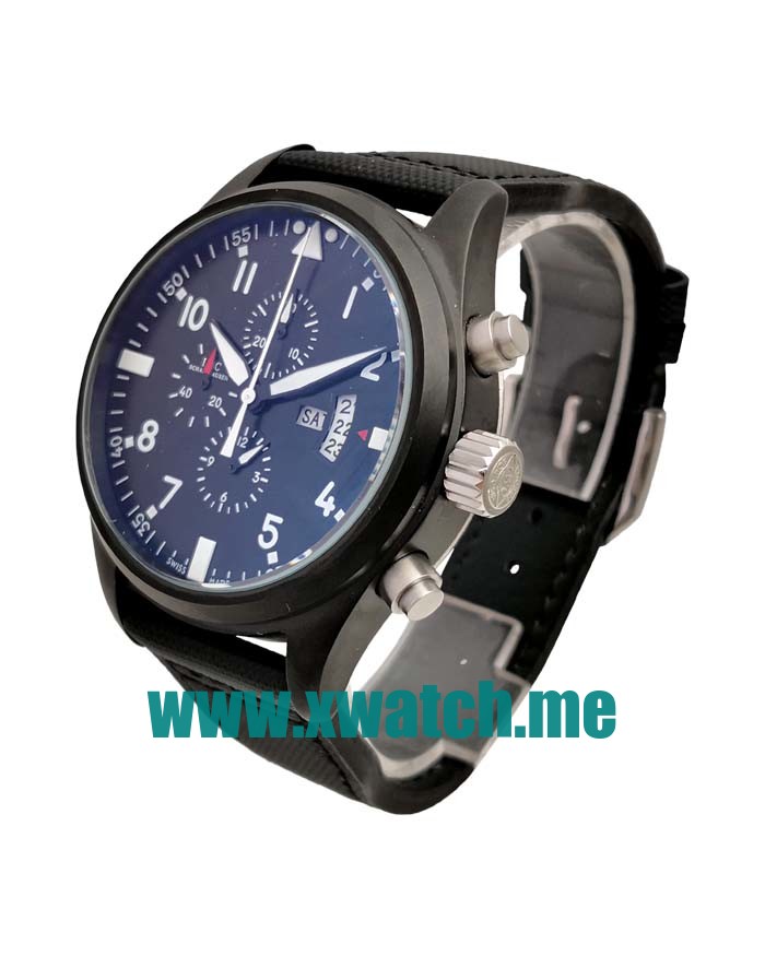 45MM Black Ceramic Replica IWC Pilots Spitfire Double Chronograph IW378901 Black Dials Watches UK